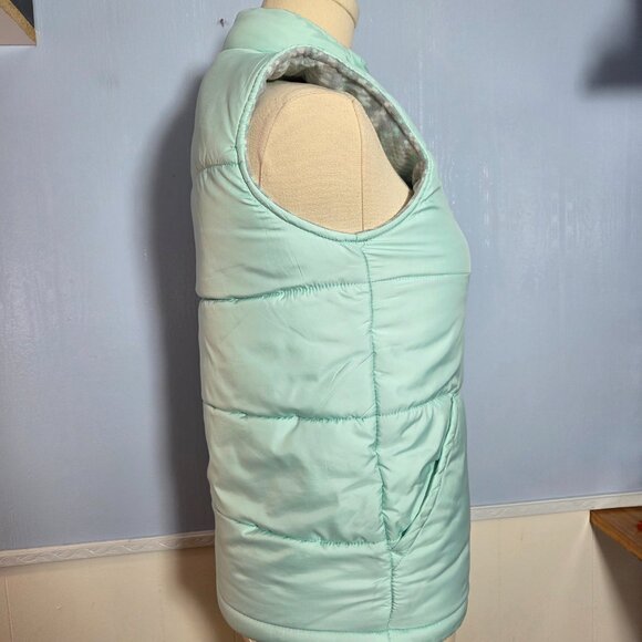 Columbia Medium Light Green Reversible Fleece Softshell Winter Fall Vest (Flaw) - Picture 8 of 11